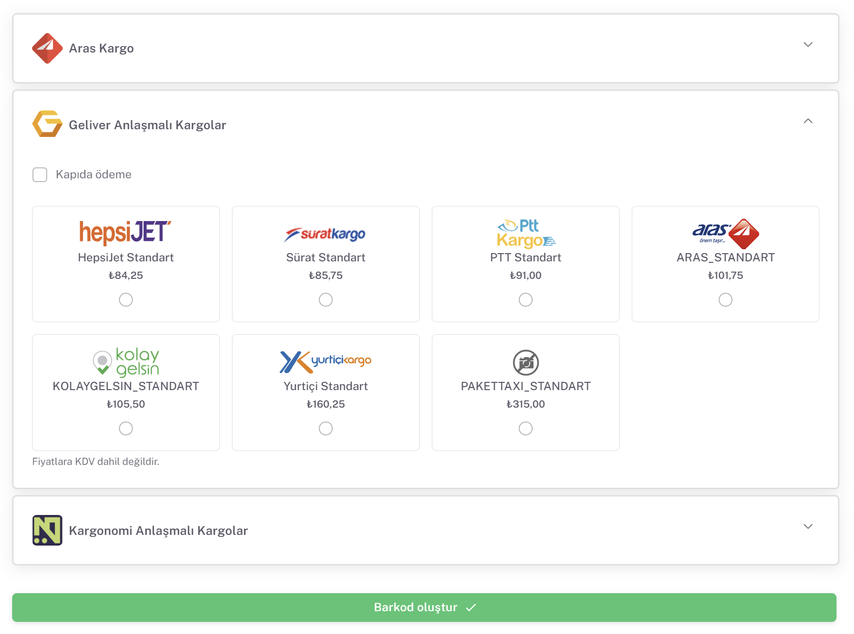 Faripa kargo entegrasyonları